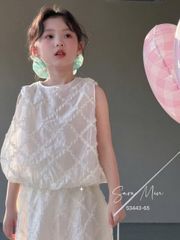 Set váy SaraMin ren trắng