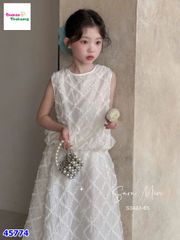 Set váy SaraMin ren trắng