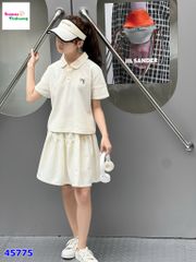 Sét váy NYY polo kem thêu nơ