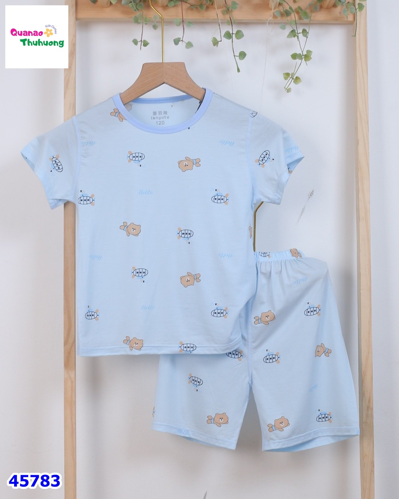 Bộ Tencel xanh gấu