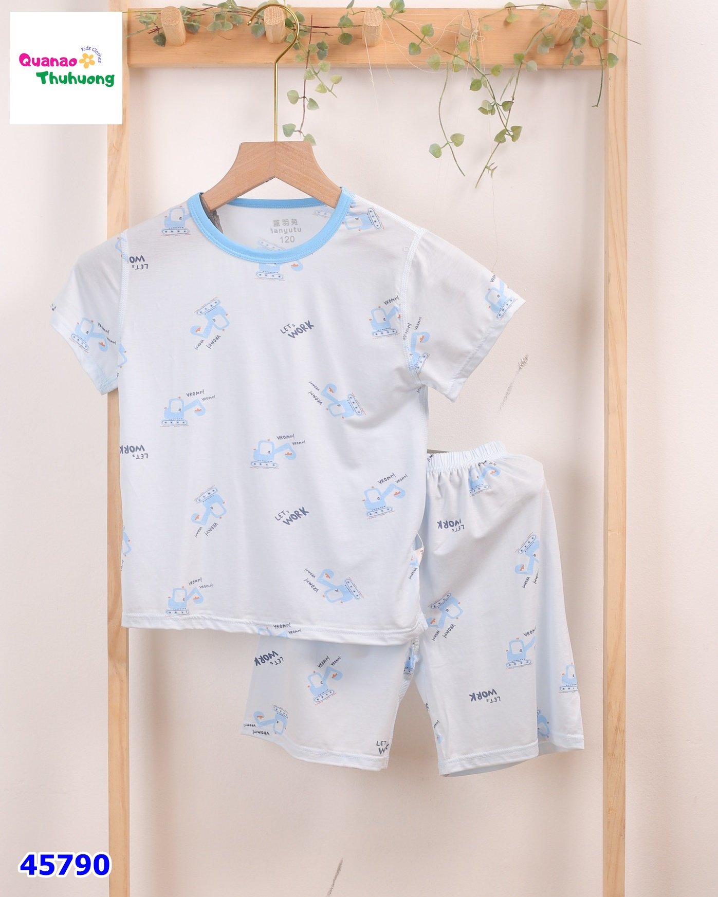 Bộ Tencel xanh xe múc