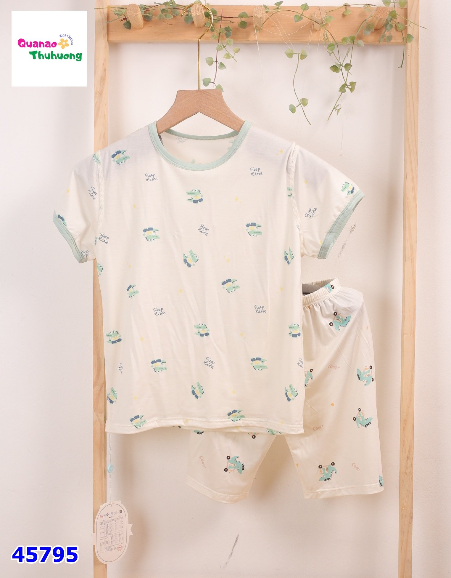 Bộ Tencel kem cá sấu