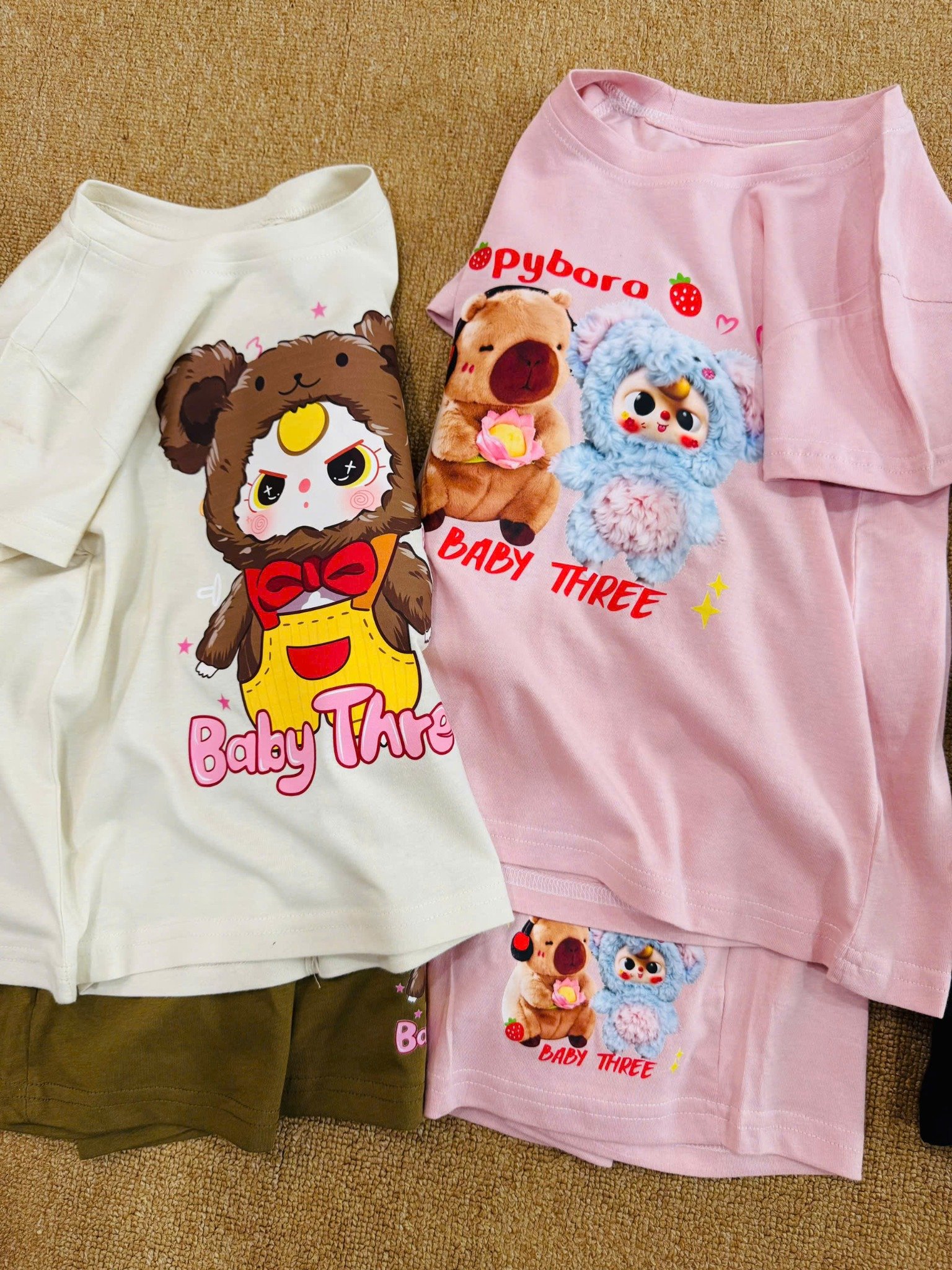 Bộ short thun HM hồng BabyThree