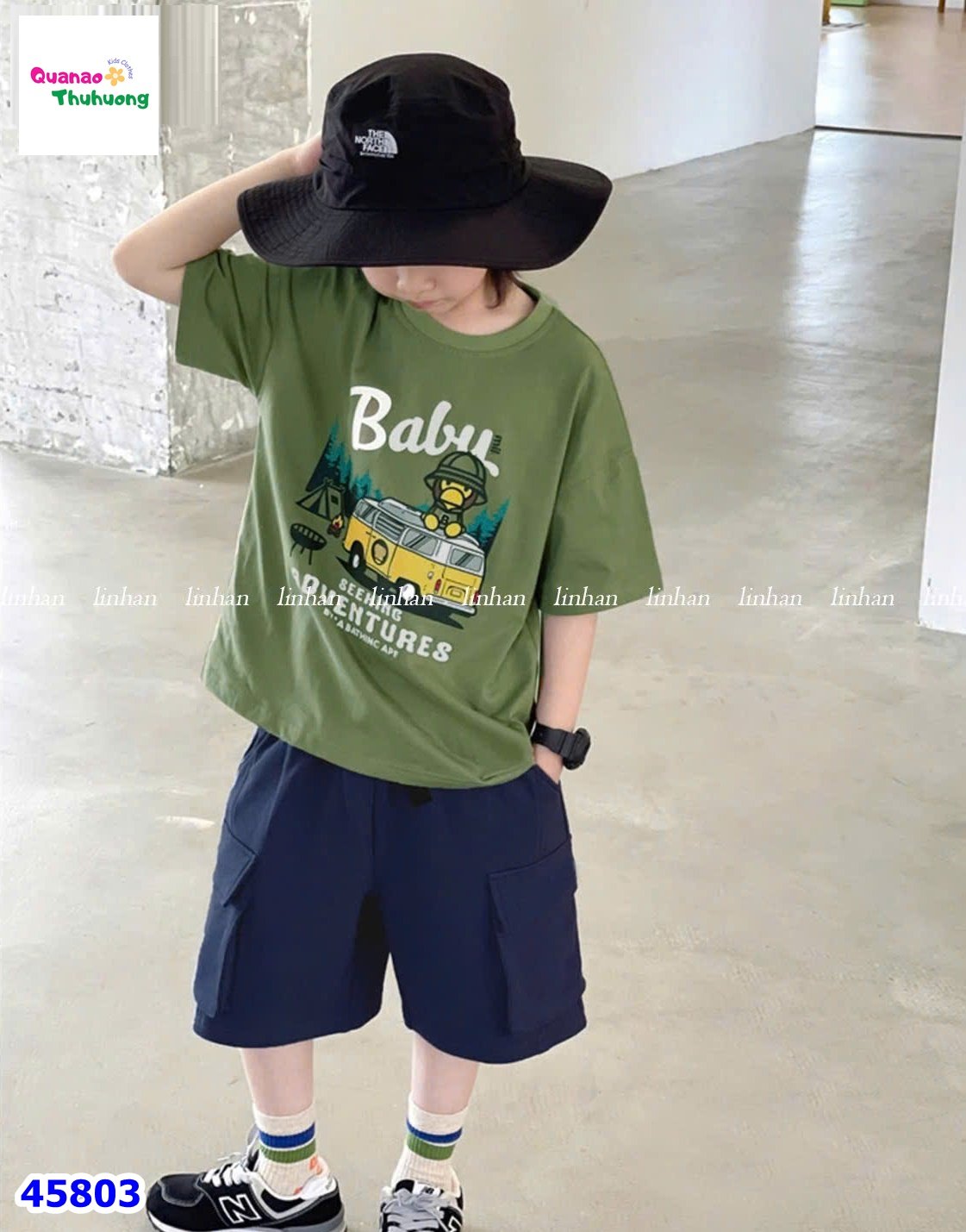Bộ short xanh Baby Bus