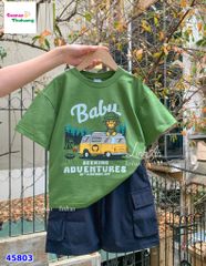 Bộ short xanh Baby Bus