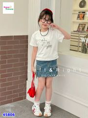 Áo thun trắng tim đính nơ