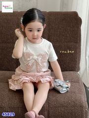 Set váy kem nơ hồng