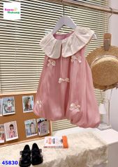 Đầm voan hồng đính nơ