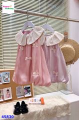 Đầm voan hồng đính nơ