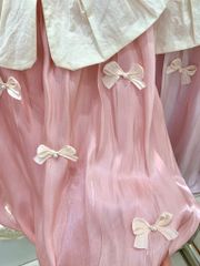 Đầm voan hồng đính nơ