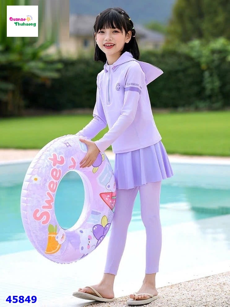 Bộ bơi Yike tím có nón