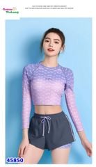 Bộ bơi Yike tay dài tím loang