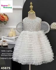 Đầm tiệc công chúa có cánh màu trắng