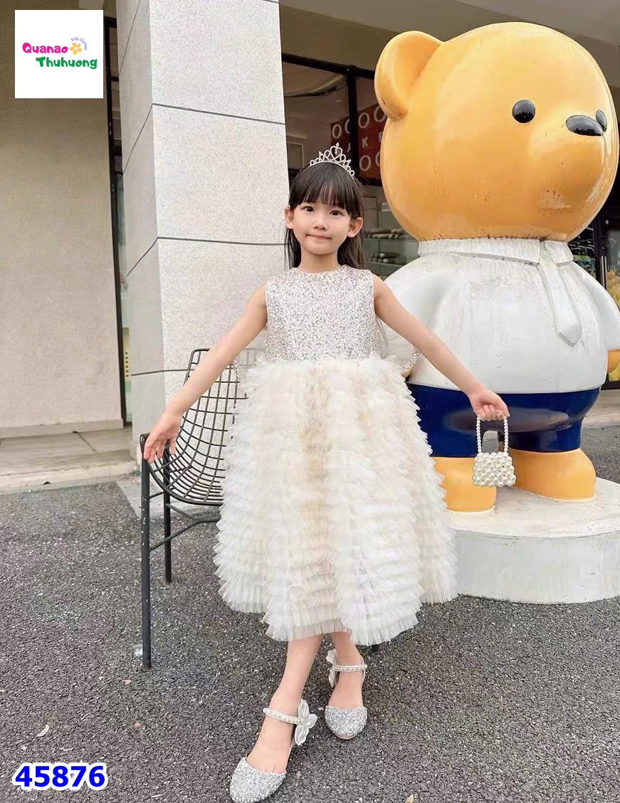 Đầm tiệc công chúa có cánh màu kem