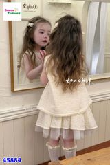 Set váy Sofia màu kem, chân váy phối voan