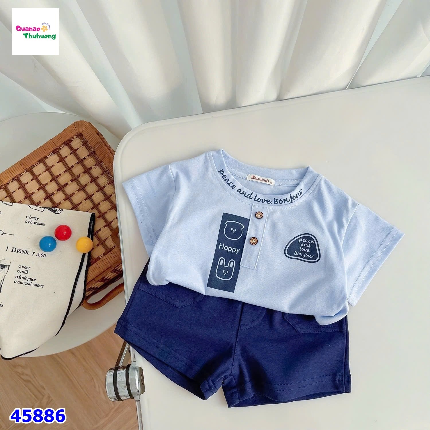 Bộ Bebukids xanh Happy