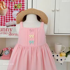 Đầm 2 dây Azuri hồng đính nơ