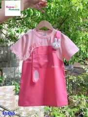 Đầm LinhAn giả yếm đính thỏ hồng Lovely