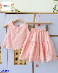Set váy SaraMin hồng thêu nơ