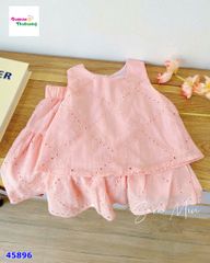 Set váy SaraMin hồng thêu nơ