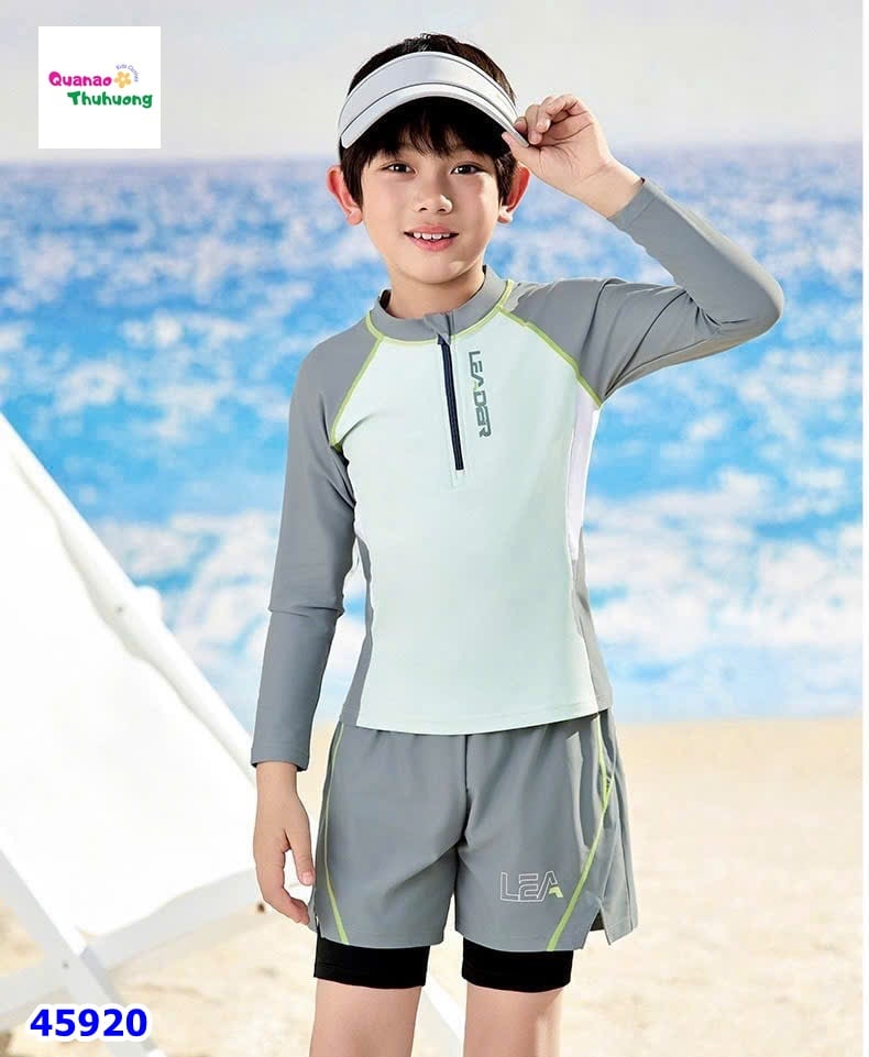Bộ bơi Ylike xanh tay xám Leater