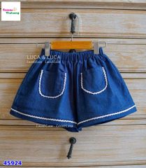 Set Luca trắng đính nơ, quần short jean