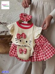 Set Melisa kem kitty, chân váy bí caro đỏ