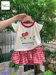 Set Melisa kem kitty, chân váy bí caro đỏ