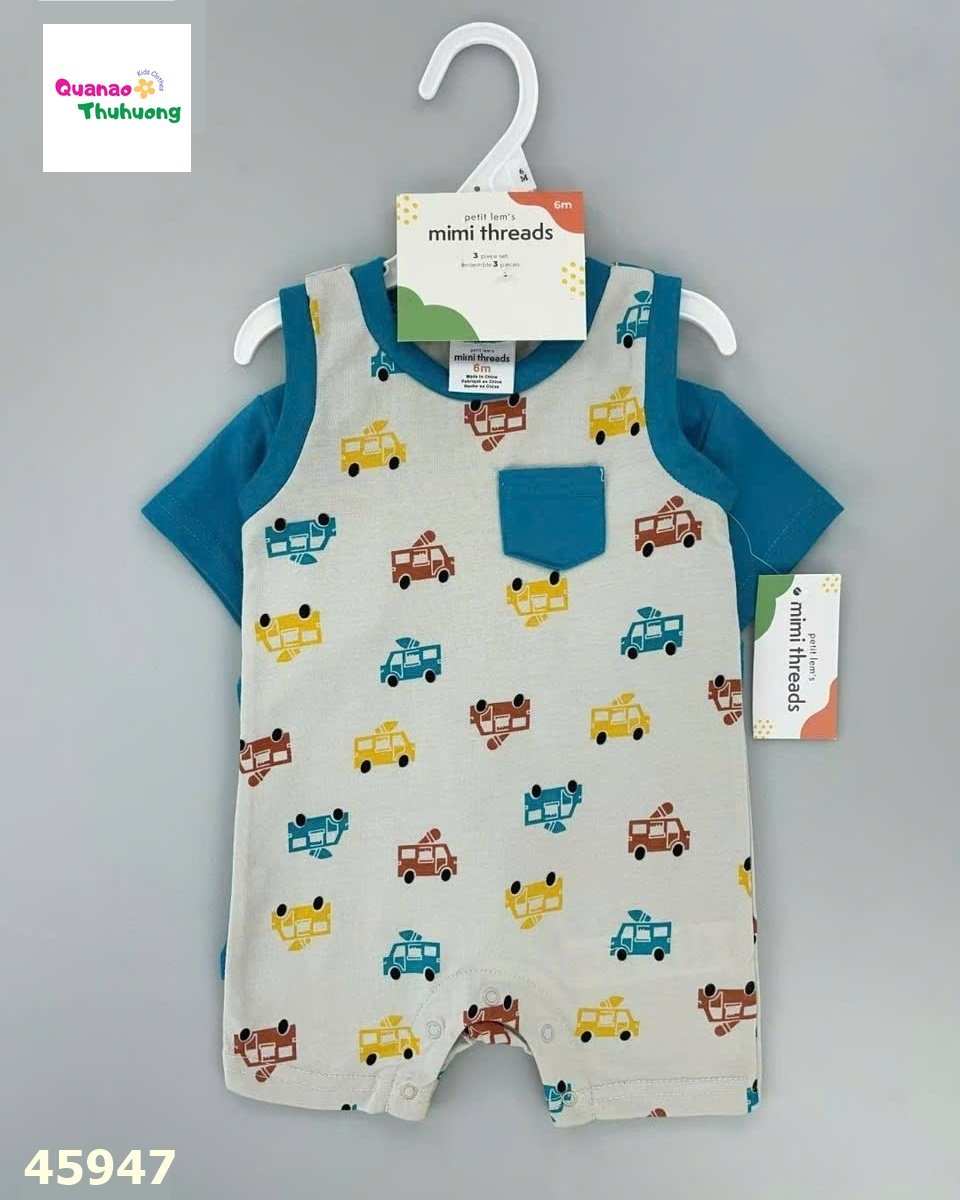 Set bodysuit xanh ô tô - Size 12m