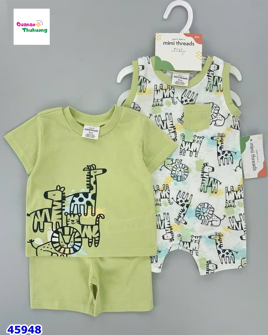 Set bodysuit xanh hươu cao cổ - Size 12m