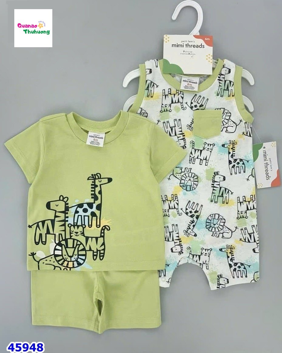 Set bodysuit xanh hươu cao cổ - Size 6m