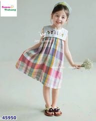 Đầm J&J caro hồng thêu hoa