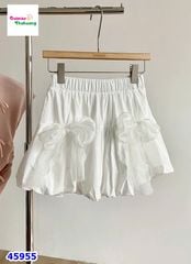 Chân váy bí nơ voan trắng
