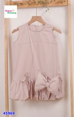 Đầm hồng sát nách + nơ