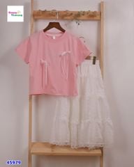Set áo hồng đính nơ
