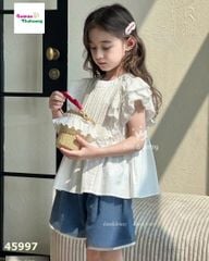Set J&J áo trắng+ quần short jean
