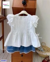 Set J&J áo trắng+ quần short jean