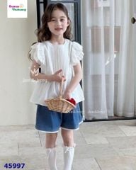 Set J&J áo trắng+ quần short jean