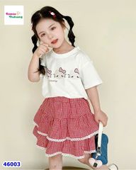 Set váy Hello Kitty caro đỏ (tặng cột tóc)