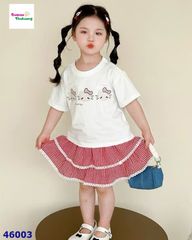 Set váy Hello Kitty caro đỏ (tặng cột tóc)