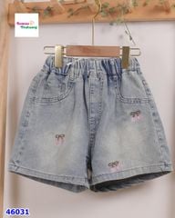 Quần short jean thêu cherry