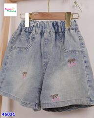 Quần short jean thêu cherry