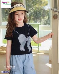 Set bộ MLS áo đen nơ, quần túi hộp xanh