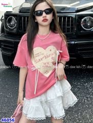 Set Elaine hồng Love đính nơ