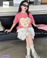 Set Elaine hồng Love đính nơ
