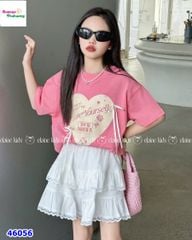 Set Elaine hồng Love đính nơ
