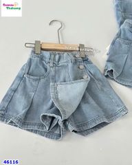 Quần váy jean xanh xếp ly