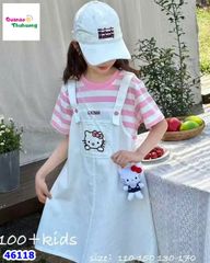 Đầm yếm sọc hồng HelloKitty, thú bông