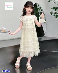 Đầm SQG kem cánh tiên dập hoa