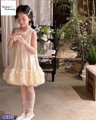 Đầm B kem cổ viền ngọc trai